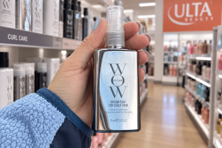 hand holding Color Wow curl product in Ulta aisle