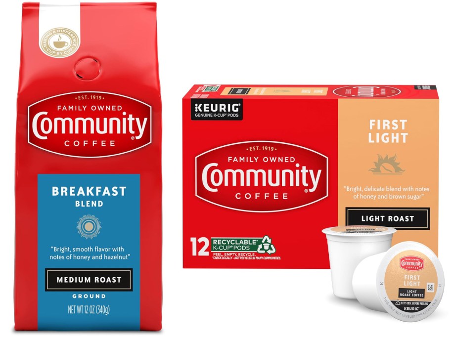 community coffee bag and box 