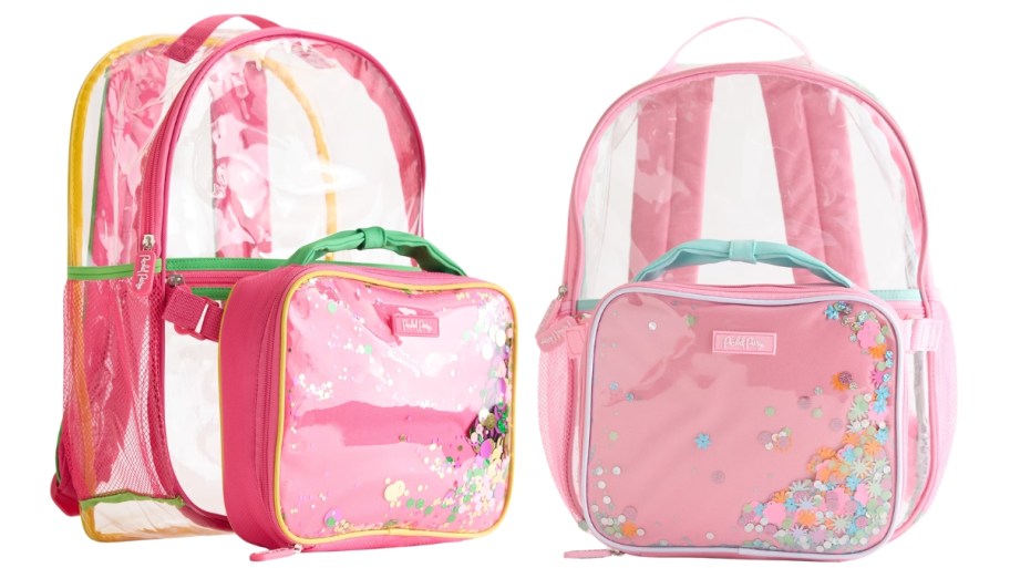 dark pink and light pink backpack lunchbox sets