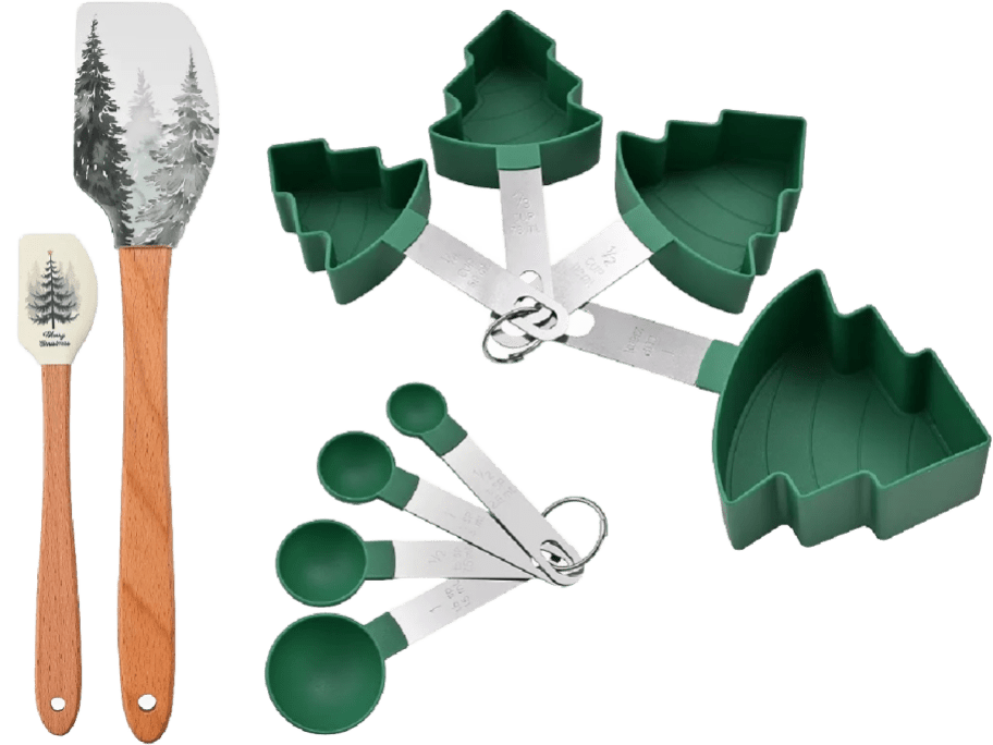 spatula set and measuring cups and spoons