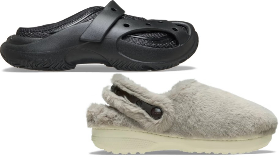 crocs mules and faux fur lined clogs