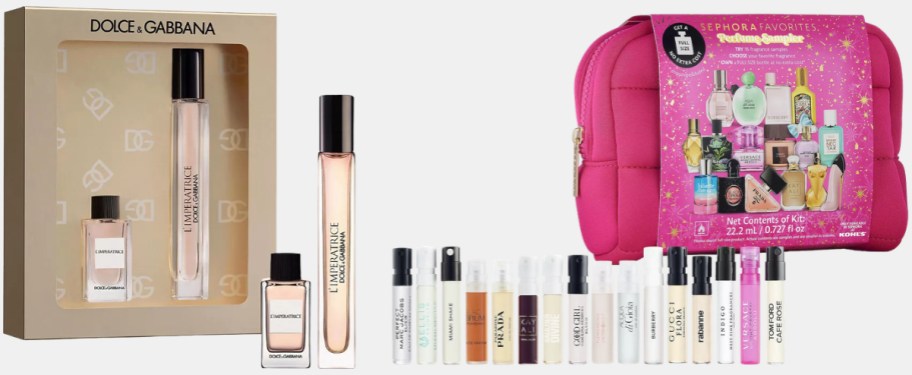 dolce & gabbana perfume set and sephora favorites sample kit