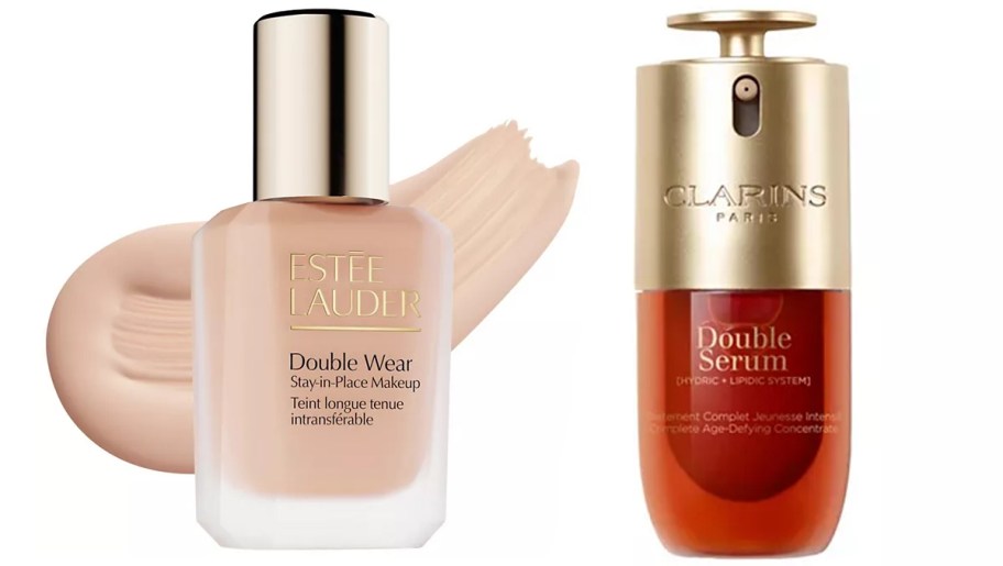 estee lauder and clarins bottles 