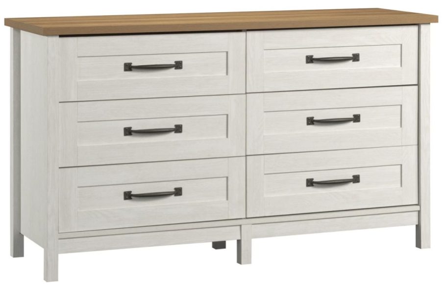 white dresser with wood top