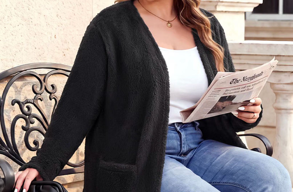 fuzzy cardigan 