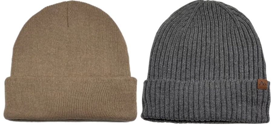 tan and gray mens beanies