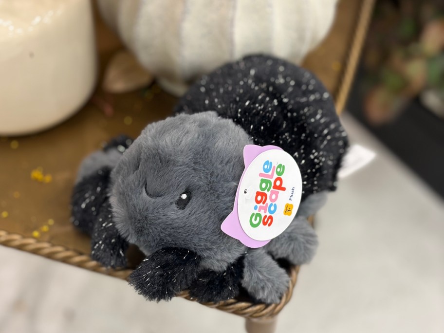 plush spider with tag