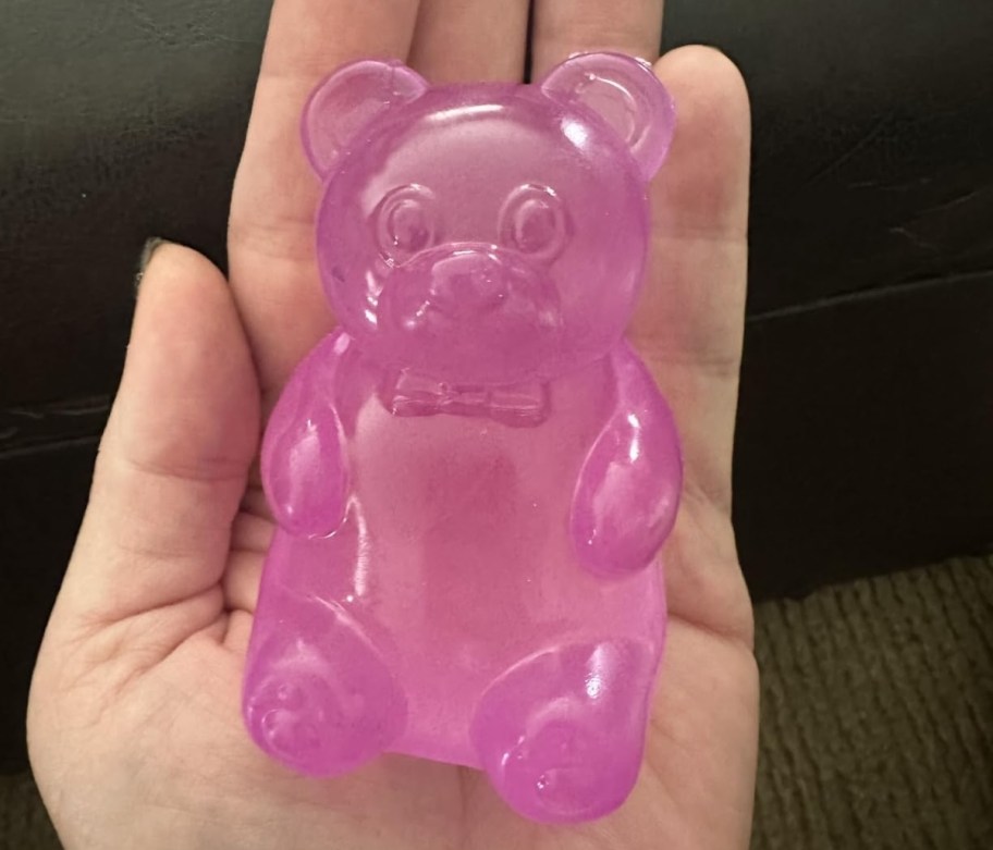 hand holding gummy bear squishy 