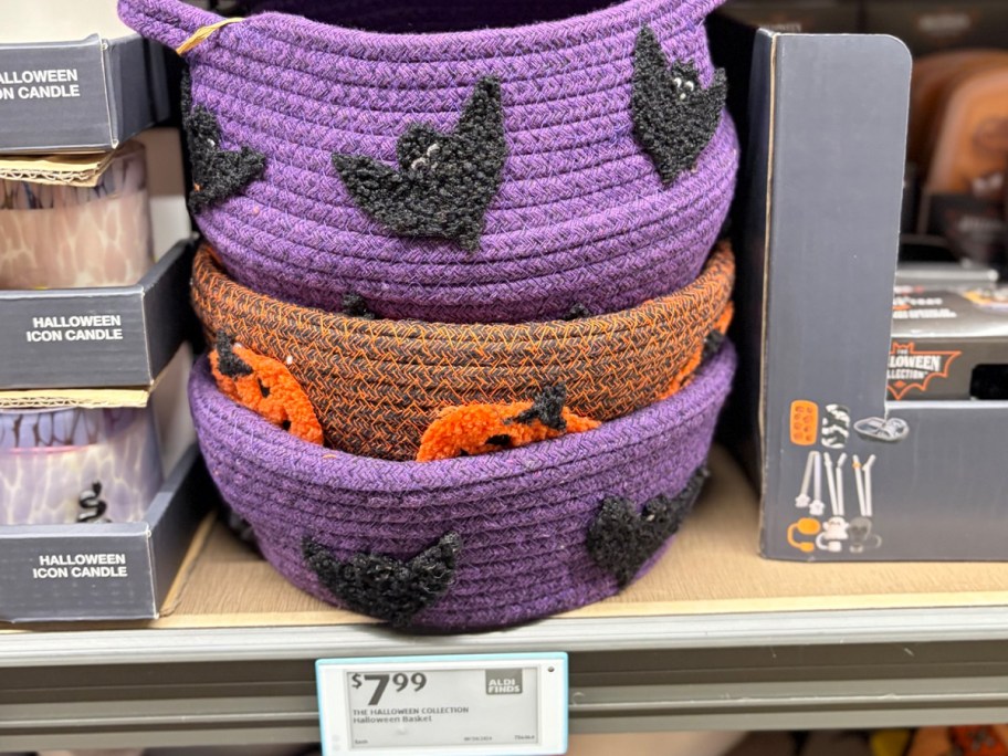 purple bat halloween baskets 