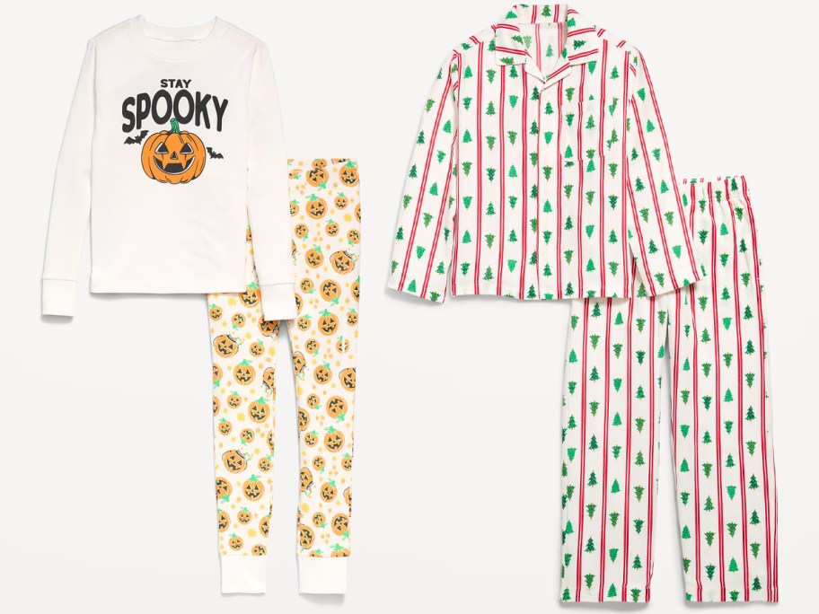 pumpkin and christmas tree pajamas 