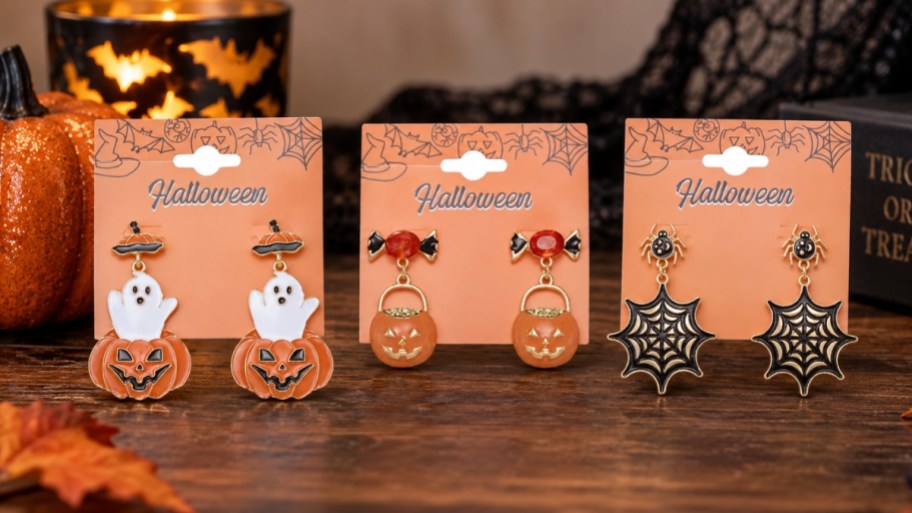 3 pair of halloween dangle earrings