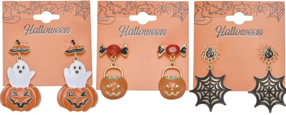 3 pair of halloween dangle earrings