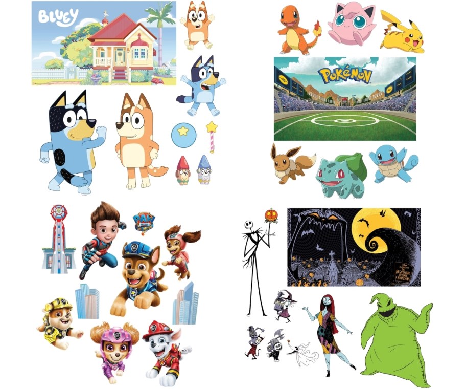 trunk or treat sets from bluey, pokemon, paw patrol and NBC