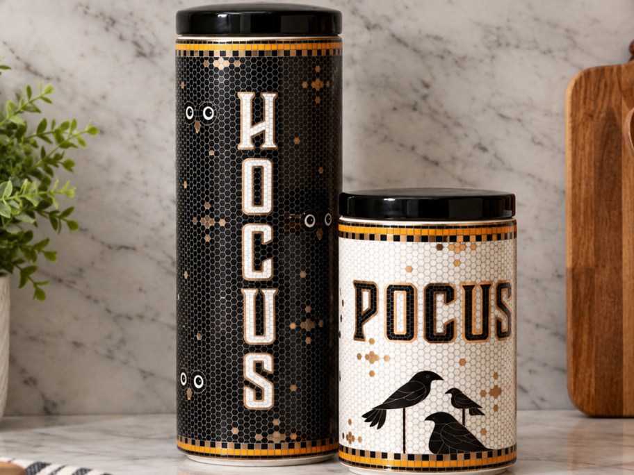 hocus pocus canisters on table
