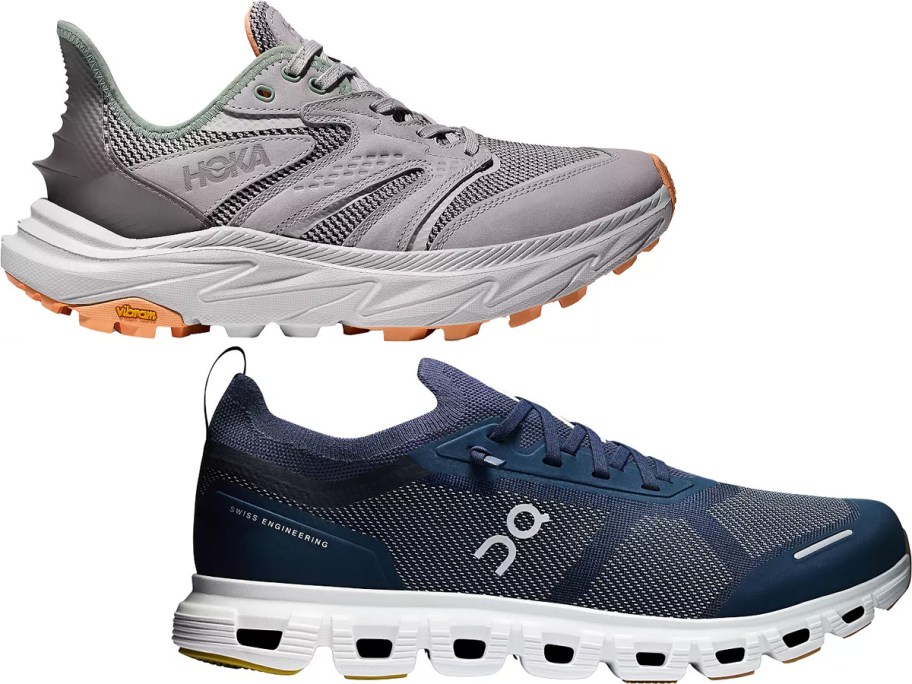 gray and blue shoes 