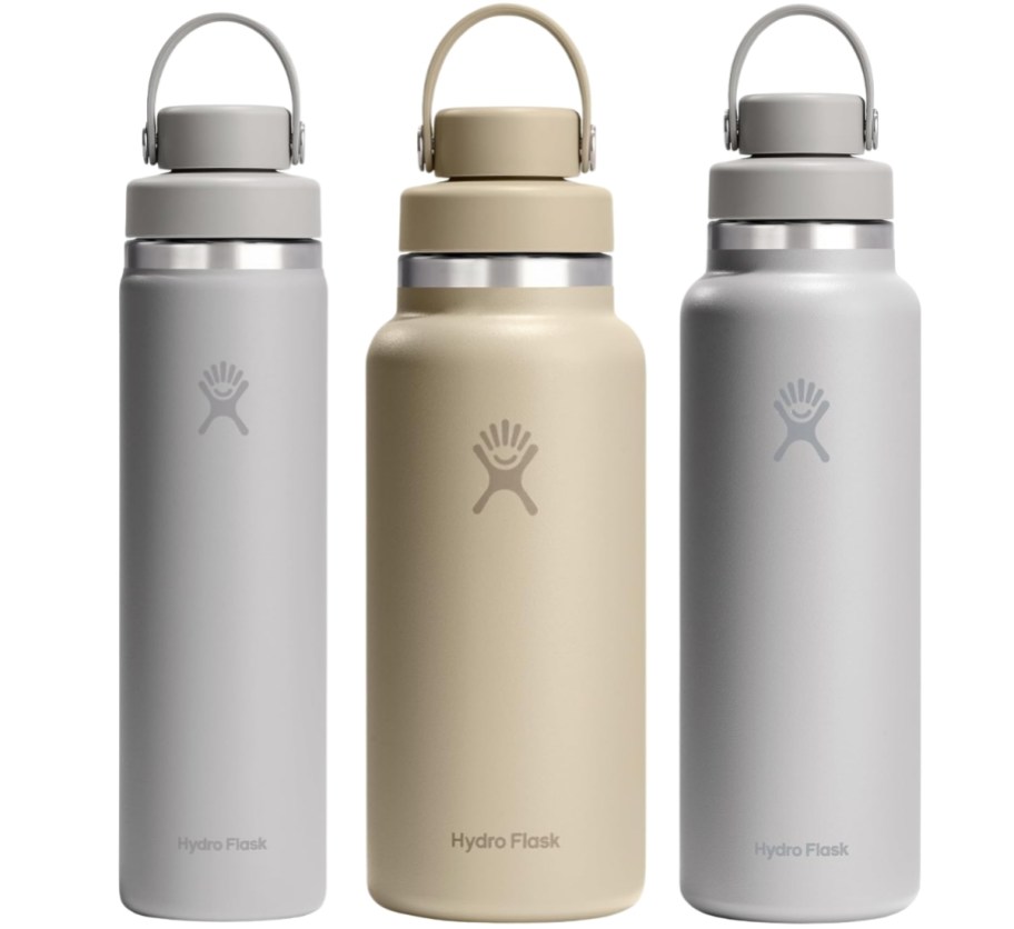 3 wide mouth water bottles in 24, 30, and 40 oz sizes