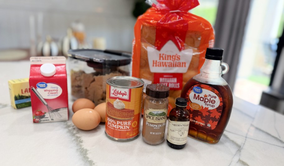 ingredients to make pumpkin french toast (