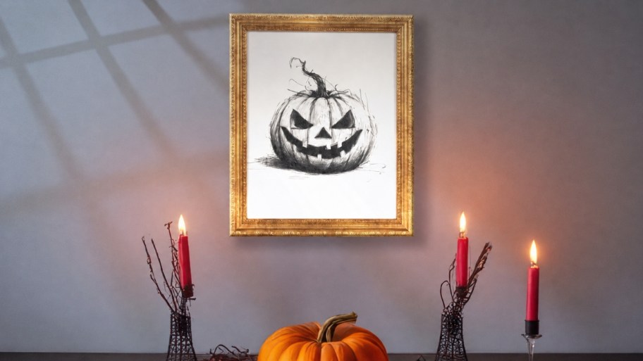 framed jack o lantern print