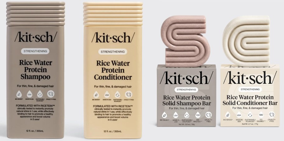 shampoo and conditioner bottles and bars 