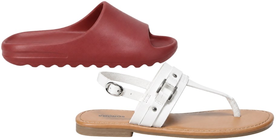 kids slide shoe and womens sandal