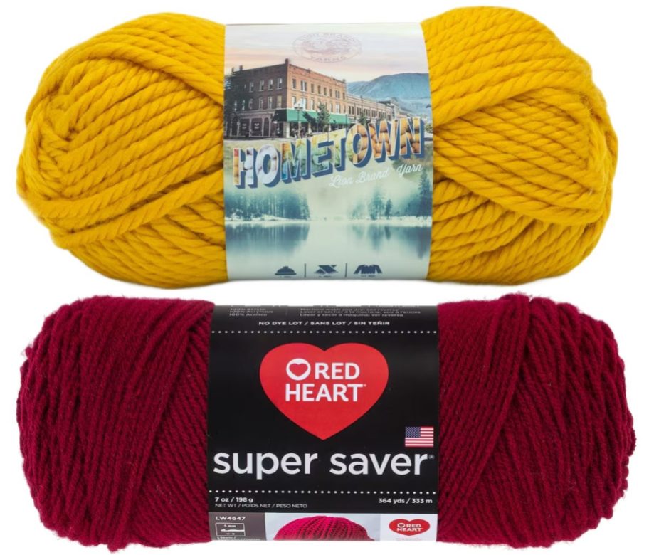 yellow and red yarn