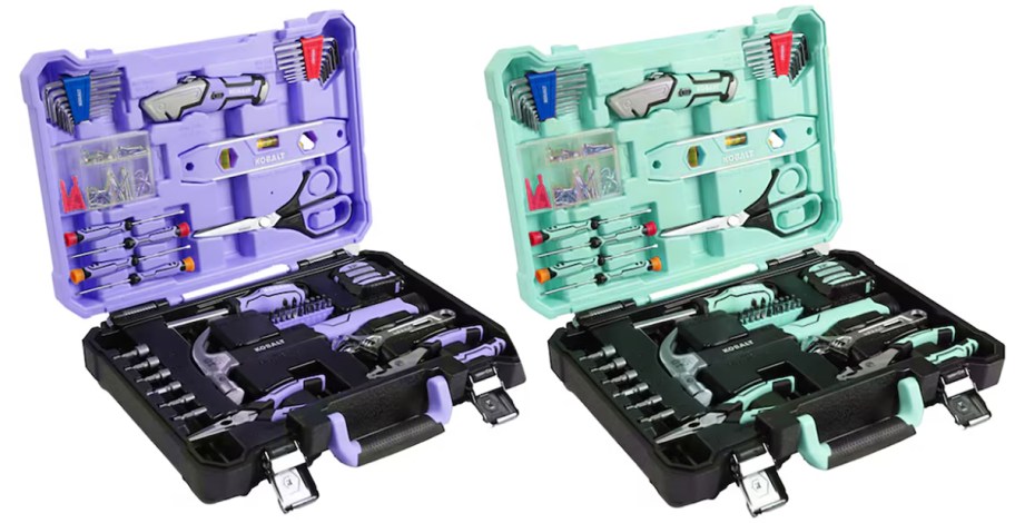 purple and teal tool kits open 