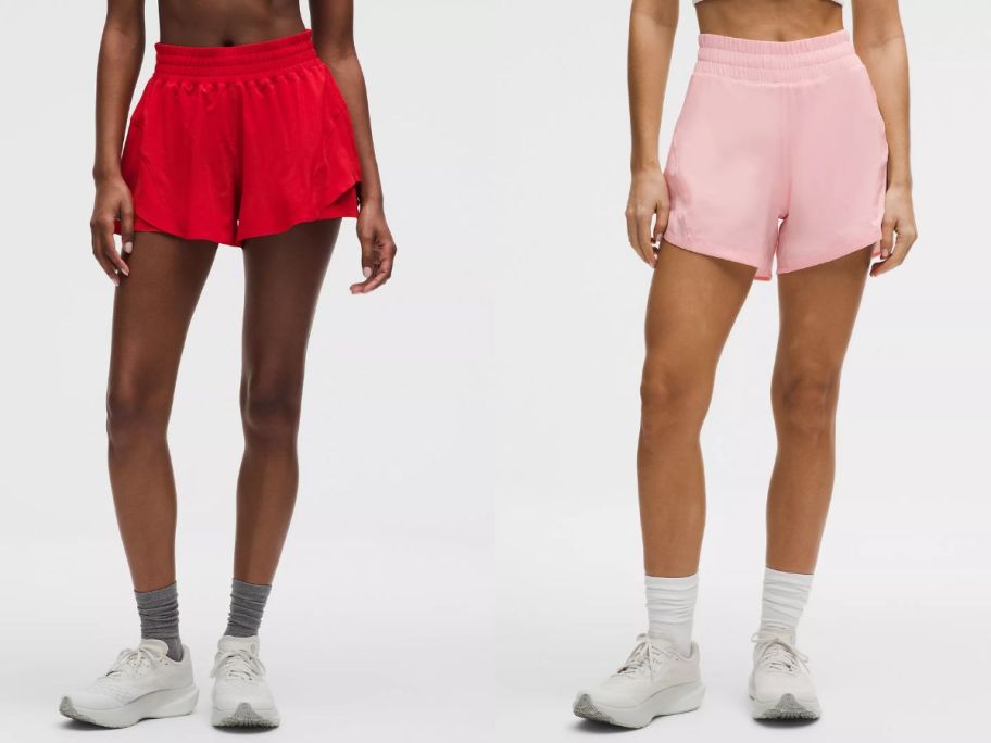 Stock images of two women wearing lululemon shorts