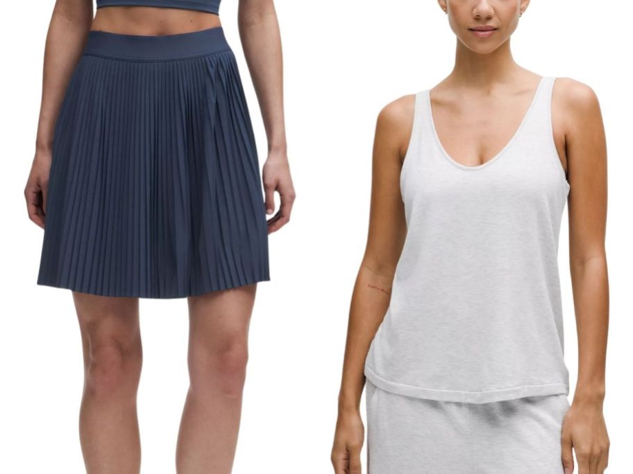 lululemon blue skort and gray tank
