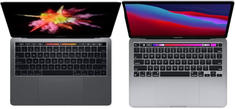 gray macbook pros open