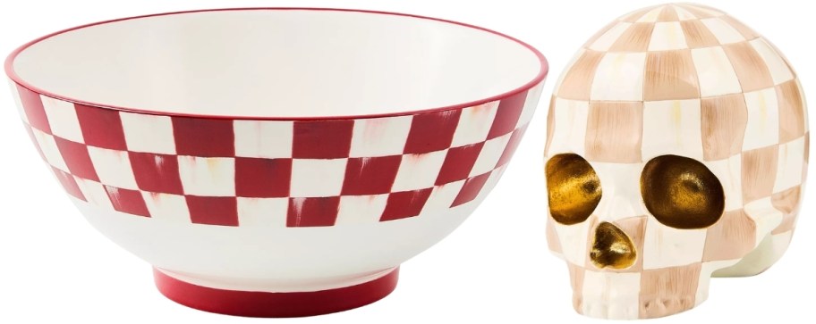 serving bowl and skull decor