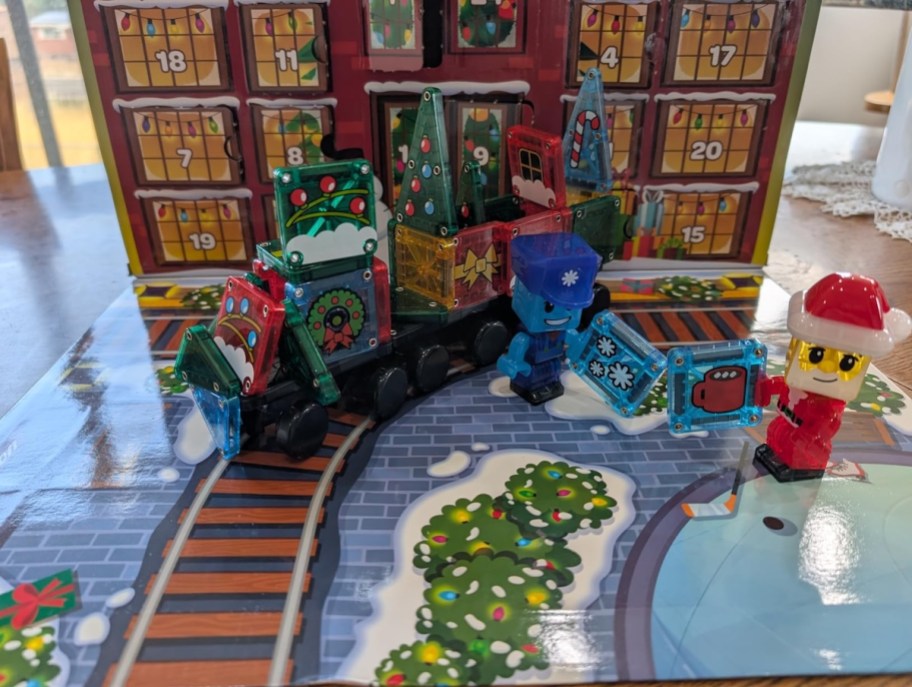 magnetic train tiles on advent calendar