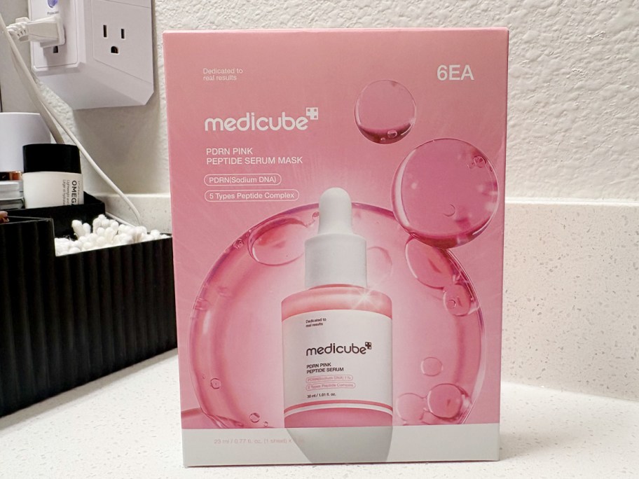 medicube serum mask box on counter