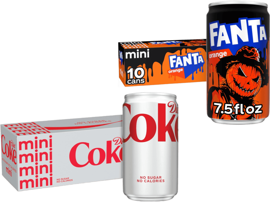 diet coke and fanta halloween mini-cans