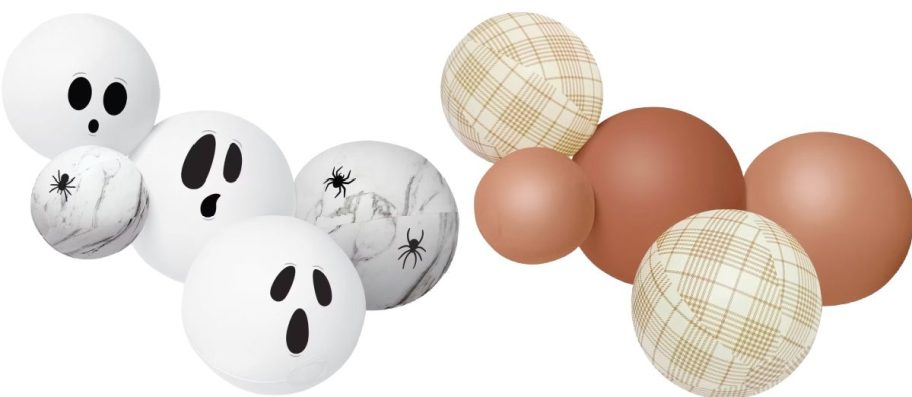 2 balloon garlands in ghost and tan plaid