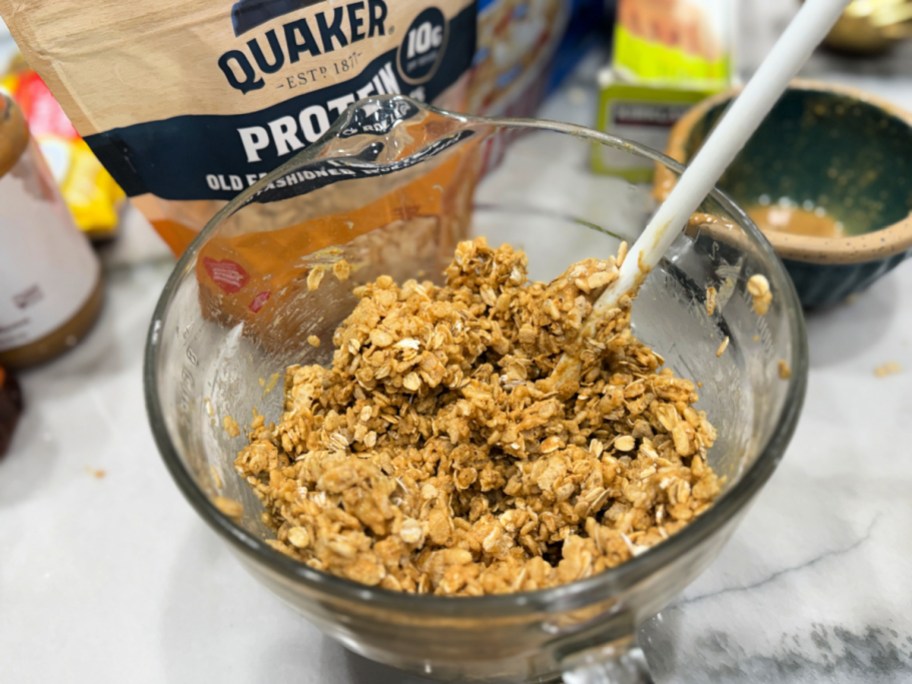 mixing bowl qith homemade kudos bars mix
