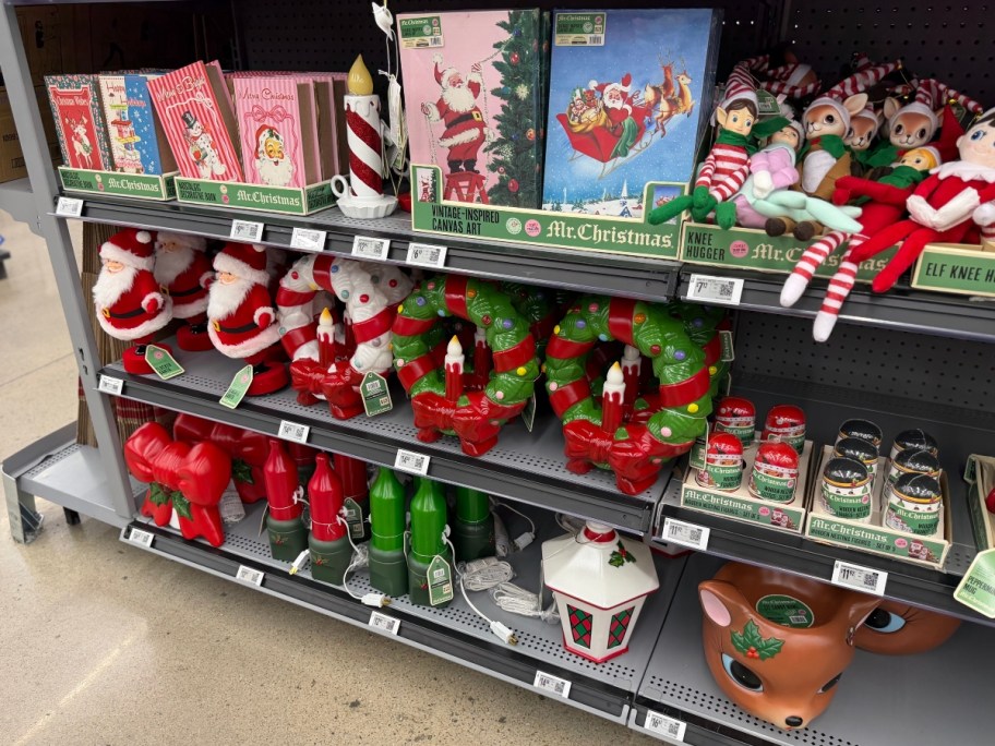christmas decorations on Walmart shelves