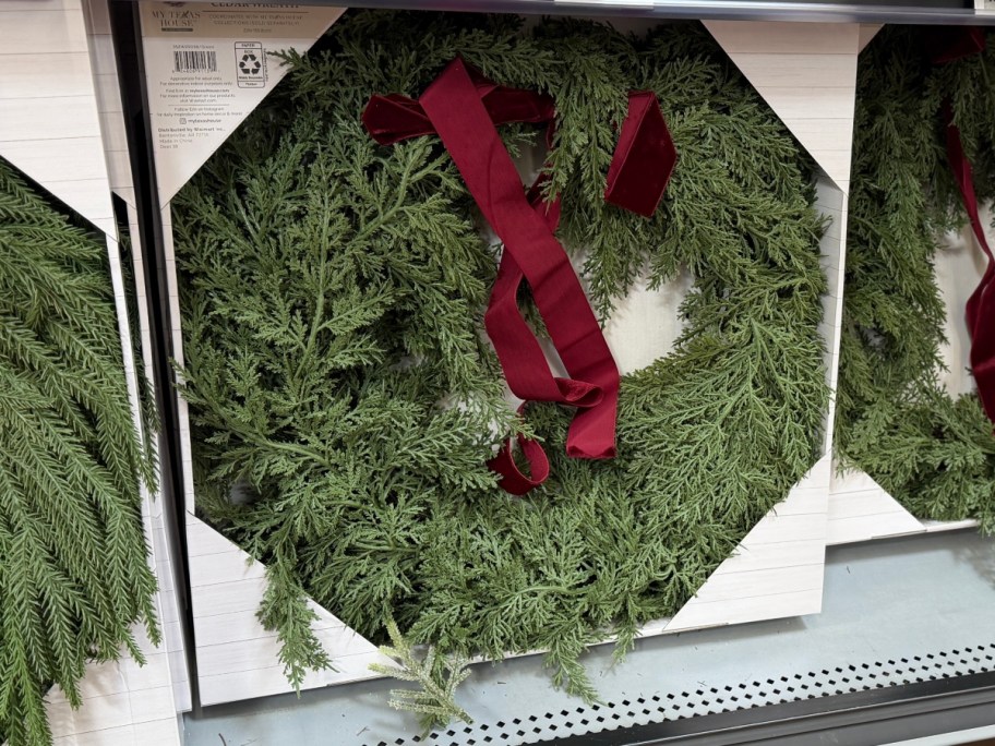 christmas evergreen wreath at Walmart