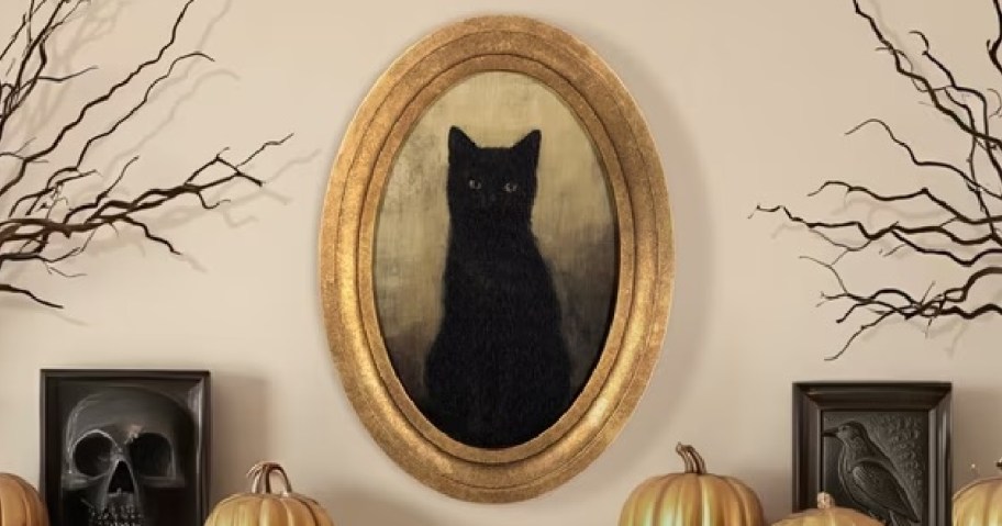 framed picture of black cat