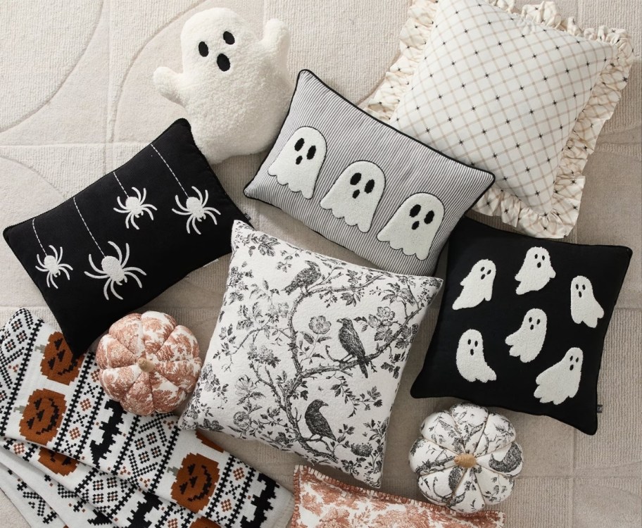 assorted halloween pillows