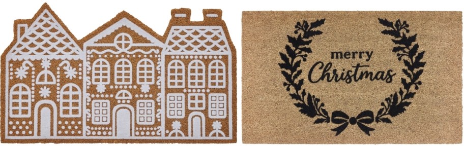 gingerbread and wreath doormats