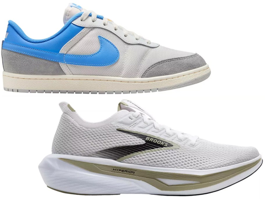 blue/gray and white shoes 