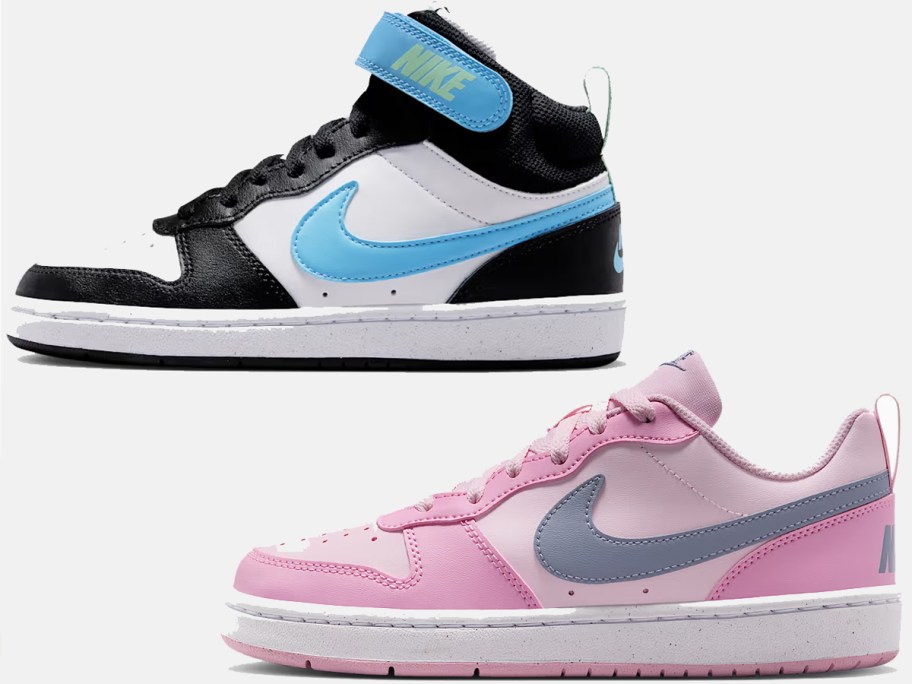 blue and black and pink nike shoes