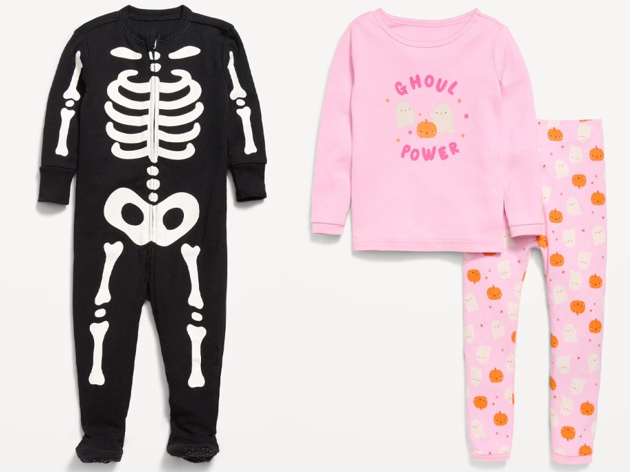 skeleton and pumpkin pajamas 