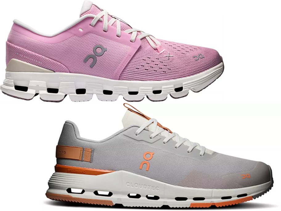 pink and gray on shoes 