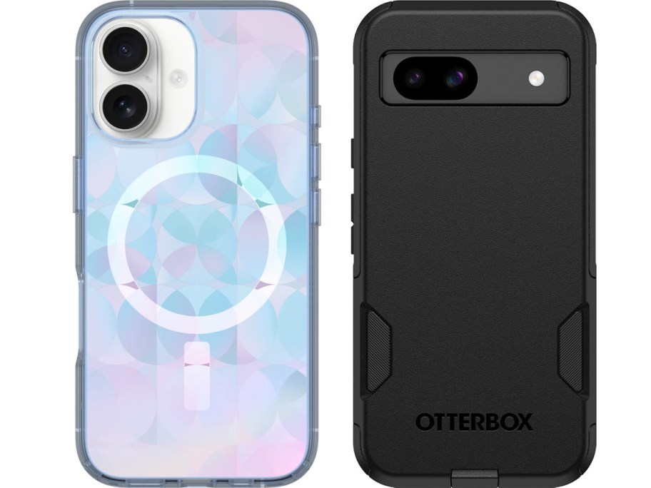 blue and pink and black phone cases