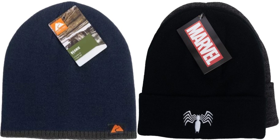 blue beanie and marvel venom beanie 2 pack