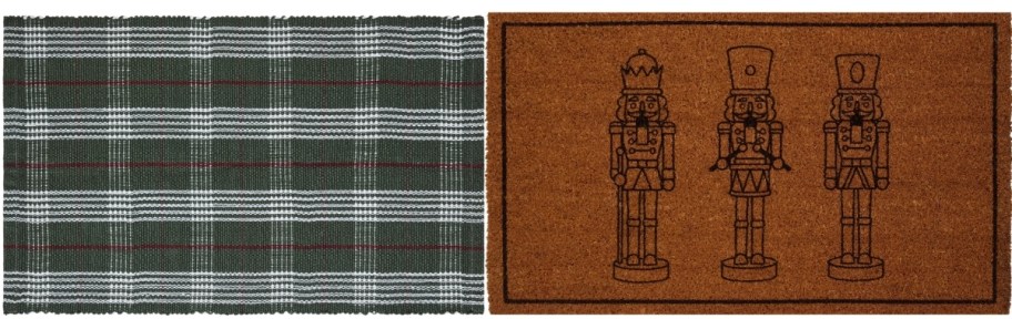 plaid and nutcracker door mats