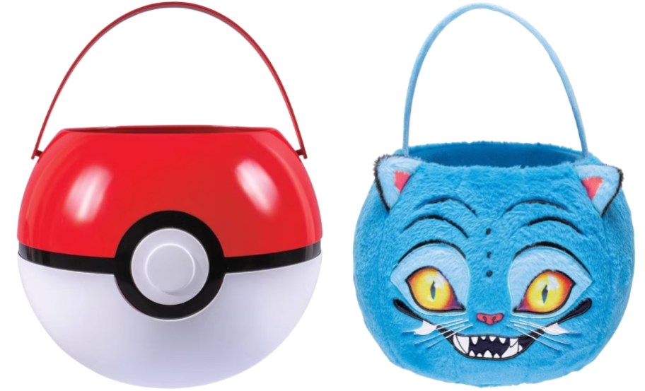 poke ball and derpy cat treat pails