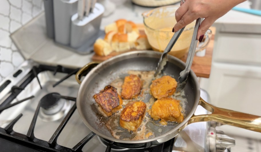 pumpkin french toast in a pan on the stove