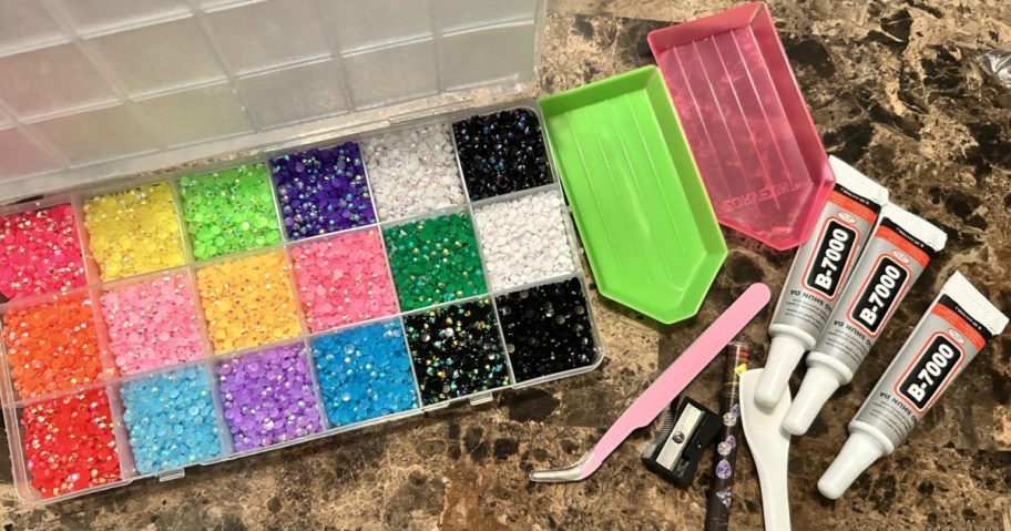 rhinestone bedazzling kit on a counter